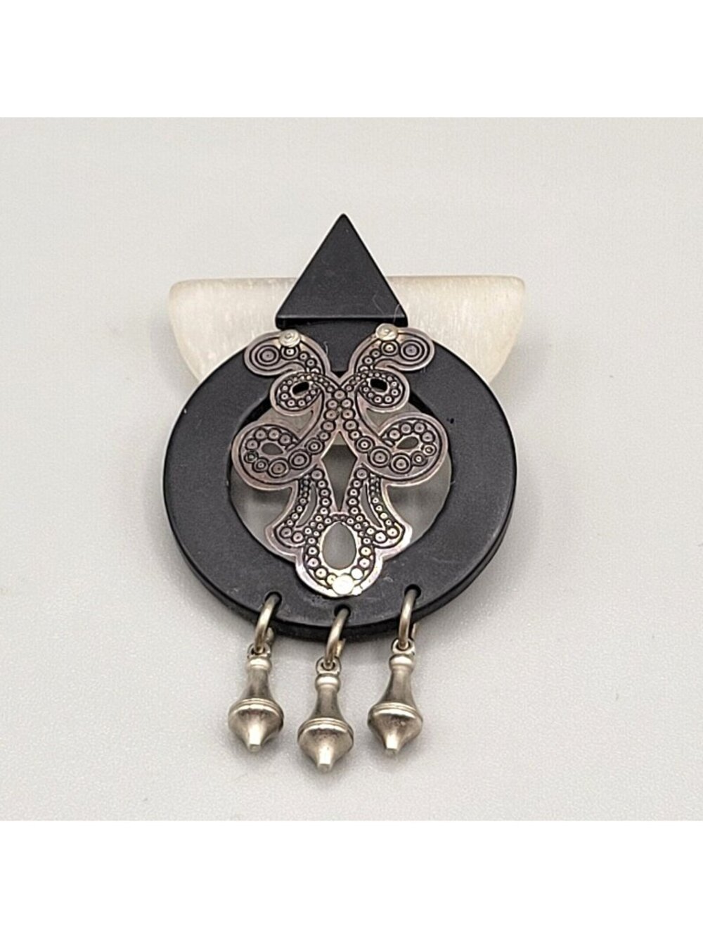 Effex Jewelry New York Mixed Materials Art Deco Style Brooch Safety Clasp Pin